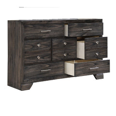 1pc Contemporary Dark Wood Grain Finish Metal Knobs Storage Drawers Dresser Wooden Gray