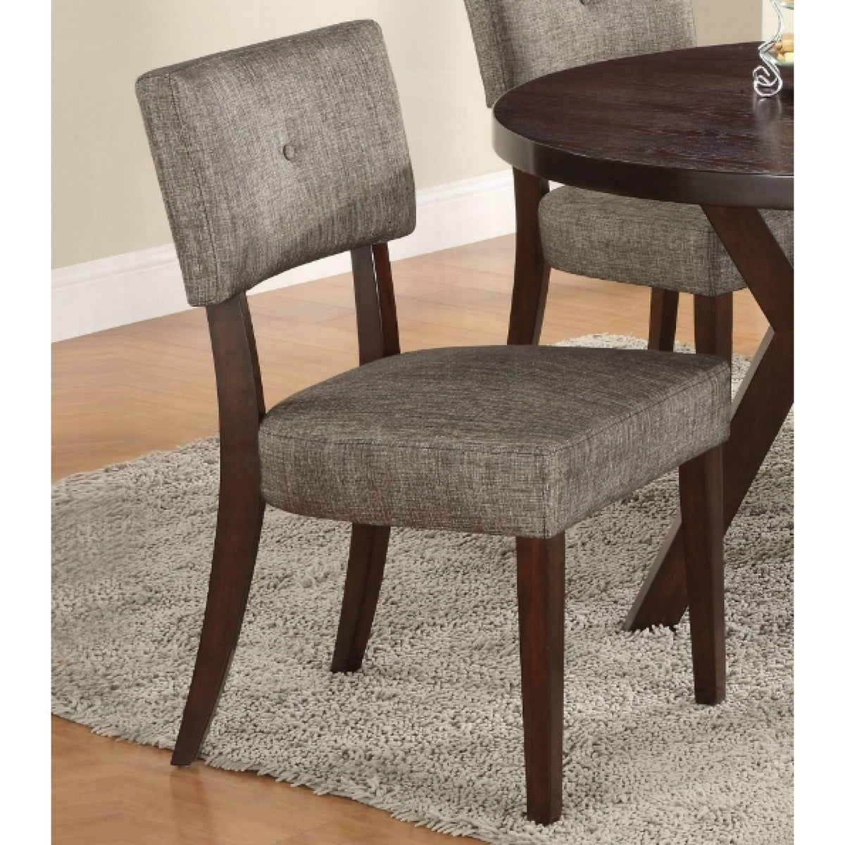 Aeneas Gray Fabric & Espresso Finish Side Chair (Set of 2)