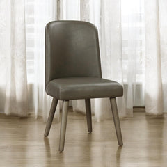 Artemis Gray Synthetic Leather & Gray Oak Finish Side Chair (Set of 2)