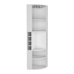Aura Corner Bar Cabinet with Five Shelves , Eight Bottle Cubbies and Steamware White