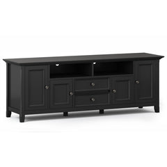 Atlas 72 inch Wide Solid Wood TV Stand in Black For TVs up to 80 inches