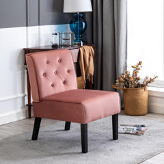 Venus 53" 2Piece Living Room Armless Button Tufted Pattern Accent Chair with Velvet Fabric and Premium High Density Foam Cushion, Rose