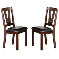 Dark Walnut Wood Framed Back Set of 2 Dining Chairs Breakfast Kitchen Cushion Seats