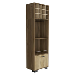 Chronicle Corner Bar Cabinet, Eight Built-in Wine Rack, Two Side Shelves