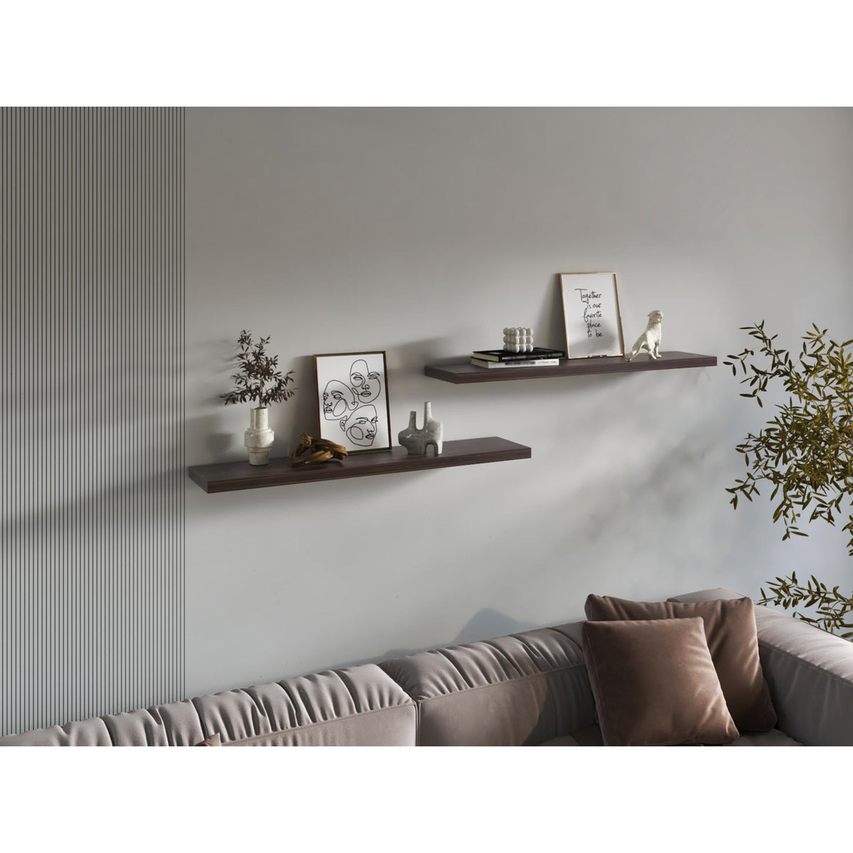 Demeter 1.5" H, 2 Shelves, Dark Walnut - Living Room