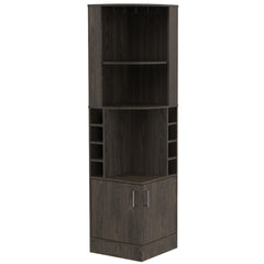 Dark Walnut 8-Bottle 2-Shelf Bar Cabinet