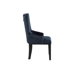 Infinity II Dark Navy Velvet & Black Finish Side Chair
