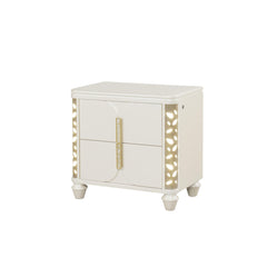 Dionysus Traditional Style Beige Wood Nightstand with Gold Coated LED Accents