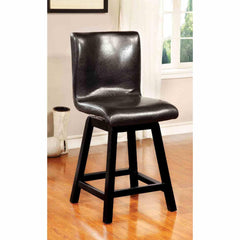 Contemporary Style 2pc Counter Height Chair Leatherette Upholstered Padded Seat Black Finish Dining Room