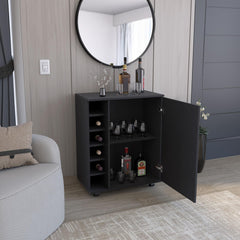 Rhapsody Bar Cart with Integrated Wine Storage, Spacious Cabinet and Smooth Rollers