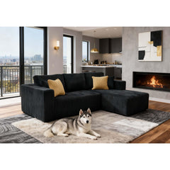 Full Compressed Corduroy Upholstered Sectional - No Assembly Needed