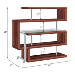 Aphrodite II Clear Glass, Chrome High Gloss Finish Writing Desk with Shelf