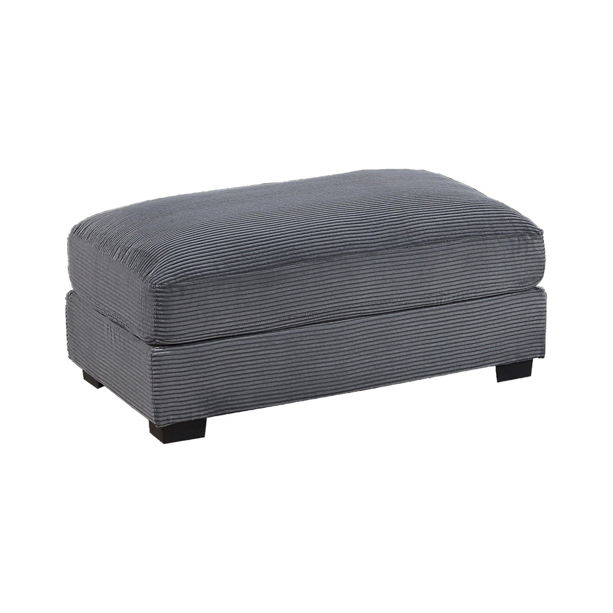 Living Room Furniture 1pc Ottoman Dark Gray Corduroy Soft Cushion Cocktail Ottoman Wood Legs