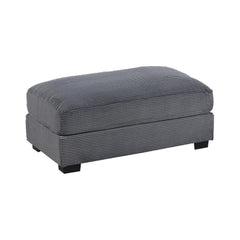 Living Room Furniture 1pc Ottoman Dark Gray Corduroy Soft Cushion Cocktail Ottoman Wood Legs
