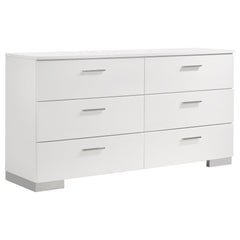 Poem White High Gloss 6-drawer Dresser