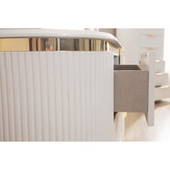 Pluto Gold Detailed Left 2-Drawer Nightstand made with Wood in White