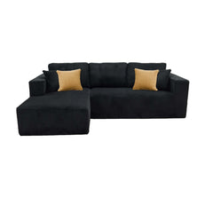 Full Compressed Corduroy Upholstered Sectional - No Assembly Needed