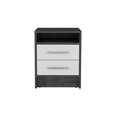 Nightstand Cartiz, Two Drawers, Smokey Oak / White Finish