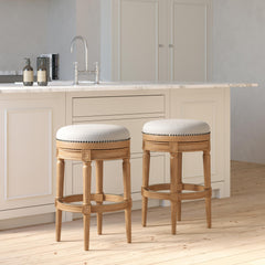 31"H Backless Swivel Bar Stool, Weathered Natural, 1PC
