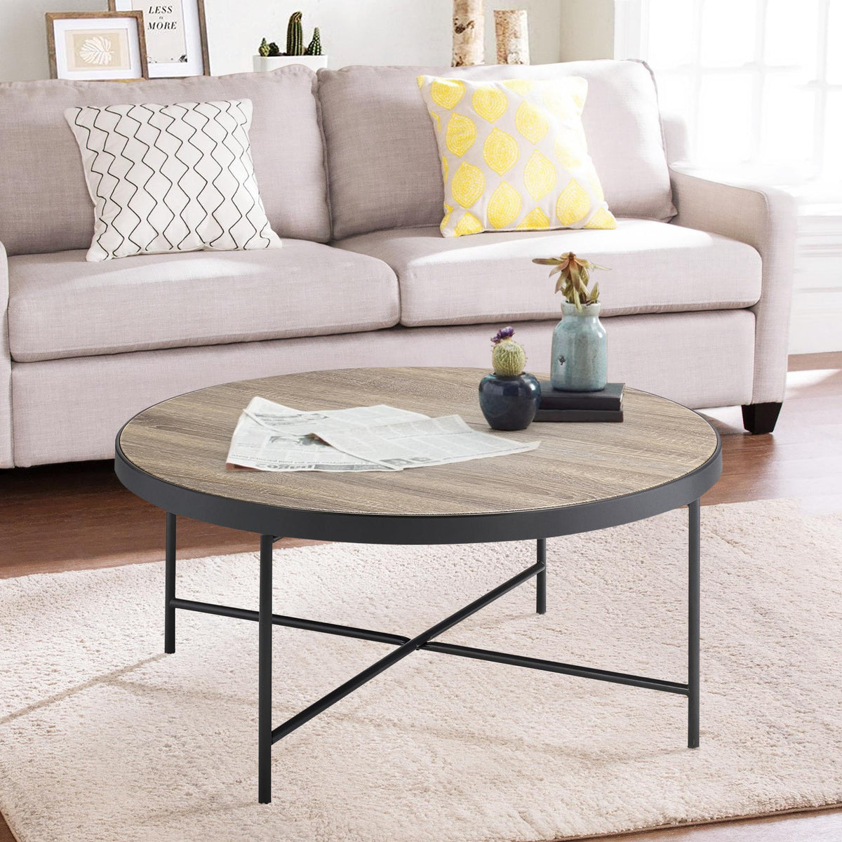 Pluto Grey Oak and Black Coffee Table
