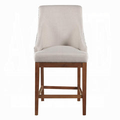 Traditional Luxury Upholstered Counter Height Chairs Set of 2 Sloped Arms Nailhead Trim Stylish Formal Dining Furniture