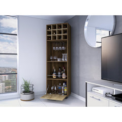 Dionysus 12-Bottle 2-Shelf 1-Drawer Bar Cabinet Mahagony and Macadamia