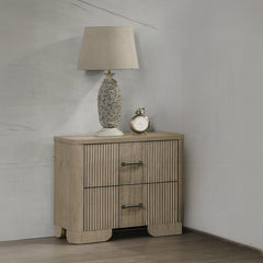 1pc Transitional Style Nightstand with 2x Storage Drawers Reeded Front Antique Oak Finish Wooden Rustic Bedroom Furniture