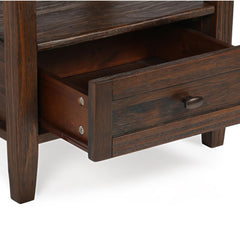 Warm Shaker Solid Wood 20 inch Wide Transitional End Table in Distressed Charcoal Brown