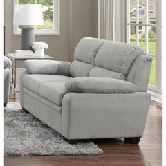 Plush Seating Comfortable Loveseat 1pc Gray Textured Fabric Channel Tufting Solid Wood Frame Modern Living Room Furniture