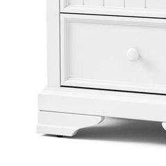 Zenith Nightstand 2 Drawers w Round Knobs, White Solid Hardwood, 24 Inch