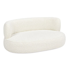 Orestes 36" Curved Dog Sofa Bed, Medium, Ivory White Boucle