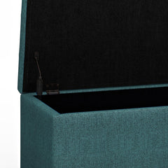 Gallery 34 inch Wide Storage Ottoman in Teal Polyester Fabric
