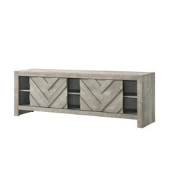 1pc Rustic Geometric Design Contemporary Traditional Interiors Entertainment Console TV Stand Living Room Furniture