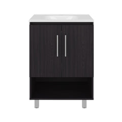 Tale Free Standing Resin Sink Bathroom Vanity With One Door Cabinet, And Open Shelf