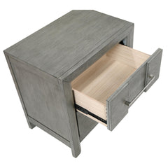 Modern Style 2-Drawer Night stand with Silver Coated metal Handles made with wood in Gray Color