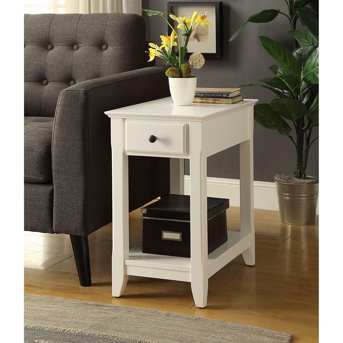 Mercury White Finish Accent Table