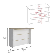 Archive Kitchen Island, Three Open Shelves, Two Cabinets