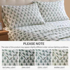 4-Piece Full 100% Cotton Printed Sheet Set,Ikat tree