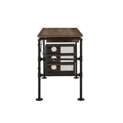 Hermes Weathered Oak & Black Finish Writing Desk