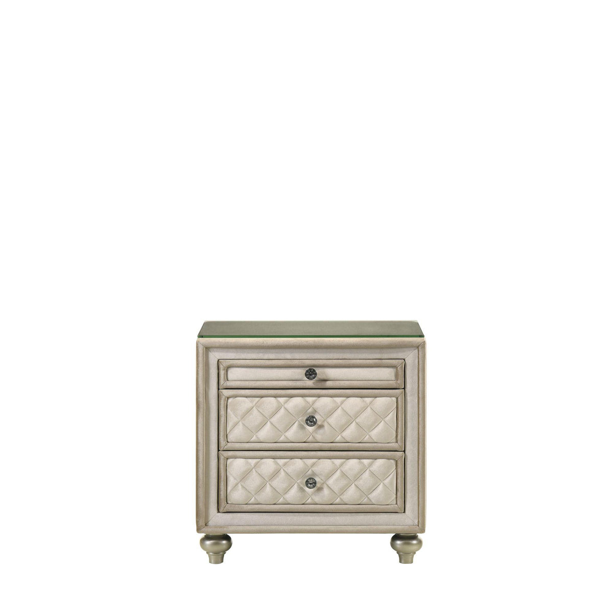 Tiara Beige Velvet Nightstand
