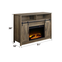 Hera Rustic Oak Finish Fireplace with Shelf Storage