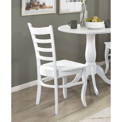 White Finish Dining Chairs Set of 2 Wooden Ladder-Back Casual Farmhouse Style Kitchen Dining Room Furniture