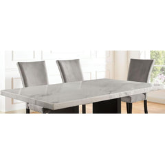 Attractive Elegant White Genuine Marble Table Top 1pc Dining Table Sturdy Design Solidwood Base Dining Room Table