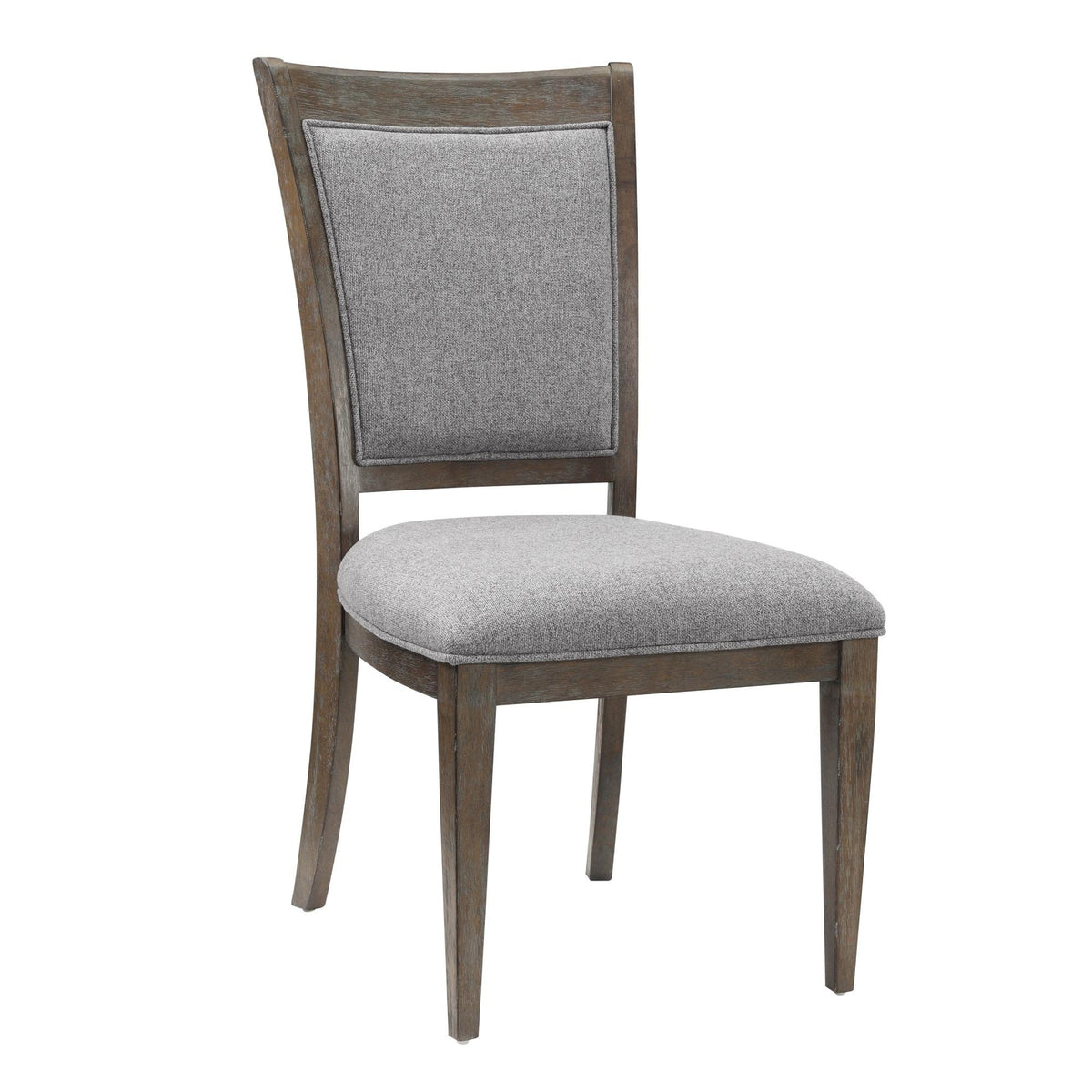 Saturn 26 Inch Set of 2 Side Dining Chairs, Gray Polyester, Driftwood Brown