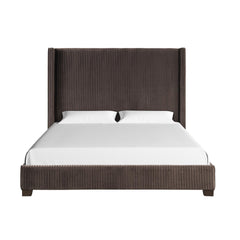 Queen Upholstered Bed In a Box Dark Brown