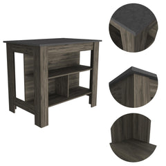 Astyanax Kitchen Island, Four Legs, Three Shelves -Dark Brown / Onyx