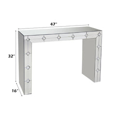 Log Mirrored & Faux Rhinestone Console Table (Assembled)