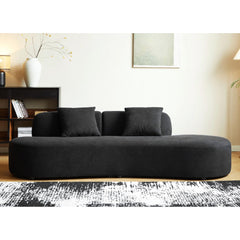 90" Curved Sofa with Throw Pillows, 4 Seater Luxury Velvet Couch with Half Moon Design and High-Density Foam, Ideal for Modern Living Room, Office & Apartment, Black