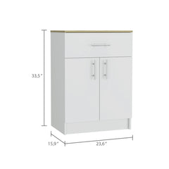 Andromache Multistorage Pantry Cabinet, One Drawer, Two Interior Shelves -White / Light Oak