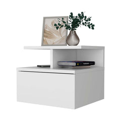 White 1-Drawer Floating Nightstand